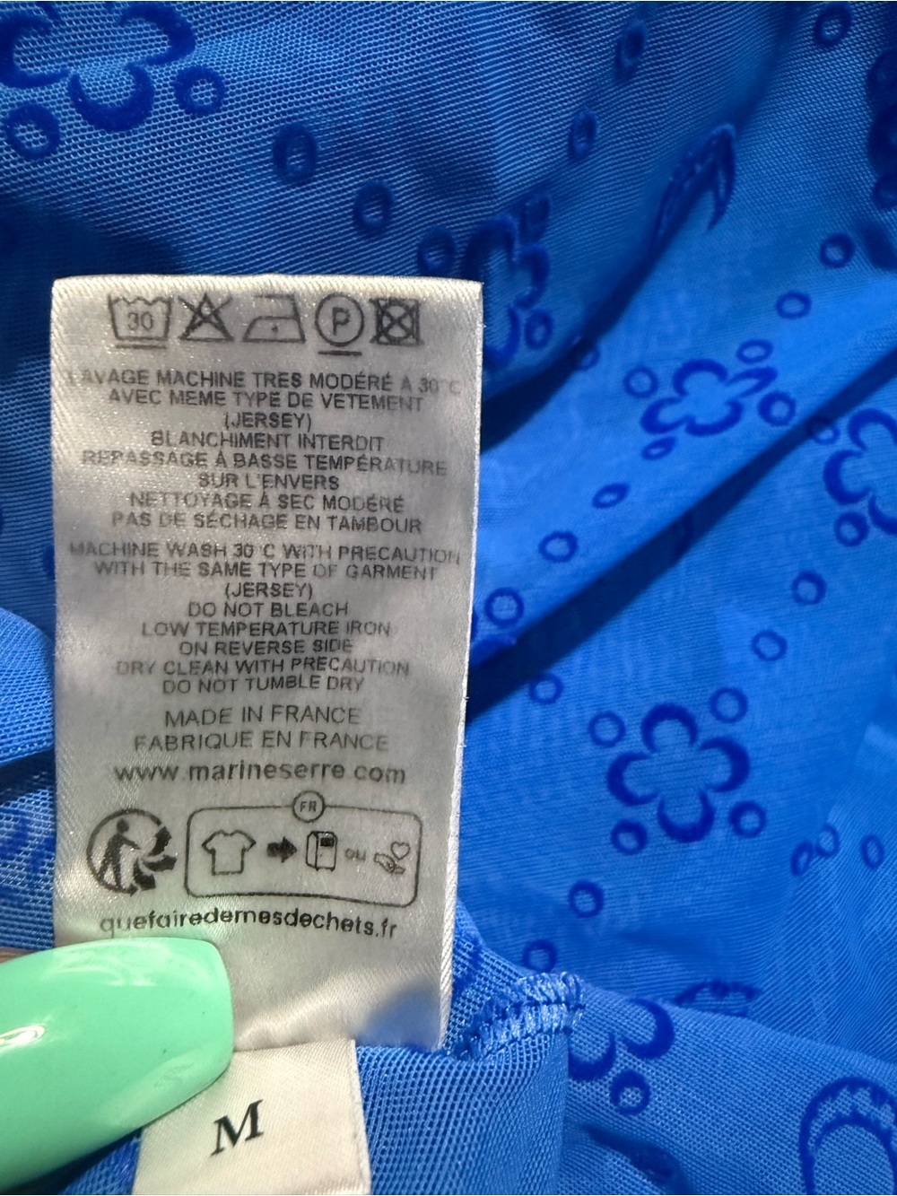 Marine Serre Bright Blue Crescent Print Sheer Top - Picture 6 of 7